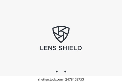shield with lens logo design vector silhouette illustration