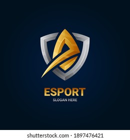 Shield letter A, Esport 3d logo design template ready for use