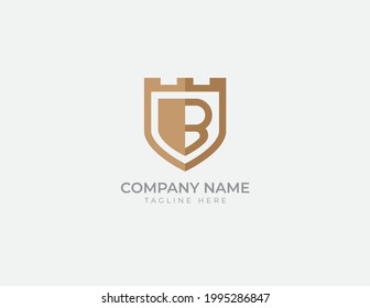 Shield with Letter B vector logo template.
