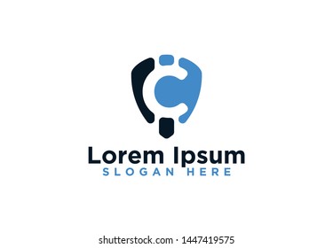 Shield and Letter C Logo Designs Vector Illustration