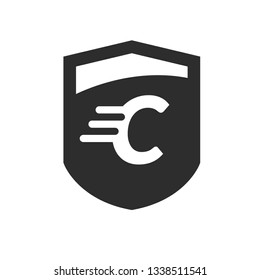 Shield and letter C. logo koncept. Designed for your web site design, logo, app, UI