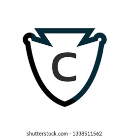 Shield and letter C. logo koncept. Designed for your web site design, logo, app, UI