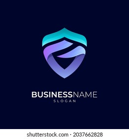 Shield letter G gradient logo design template