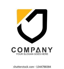 Shield Letter G Logo With Arrow In Flat Style and Black Yellow Color, Protection And Care Logo, Guardian Symbol