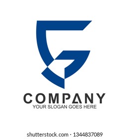 Shield Letter G Logo In Blue Line Shape, Protection And Care Logo, Guardian Symbol