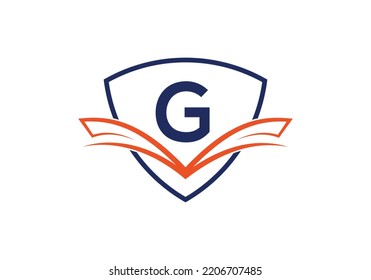 Schild mit Letter G Logo Design Vektorvorlage.