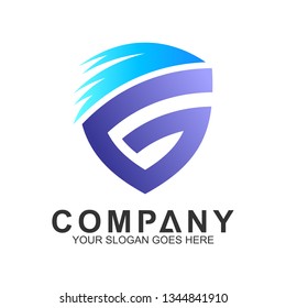 Shield Letter G Logo With Fast Motion Shape, Protection And Care Logo, Guardian Symbol