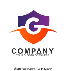 Shield Letter G Logo With Swoosh Line, Protection And Care Logo, Guardian Symbol