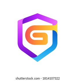 Plantilla de logotipo G de la letra Escudo