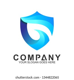 Shield Letter G Logo In Wave Motion Shape, Protection And Care Logo, Guardian Symbol