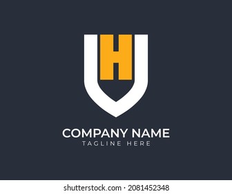 Shield with Letter H Logo Design Template. Shield Logo Vector illustrations
