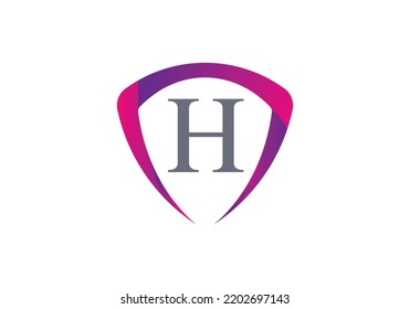 Shield With Letter H Logo Design Vector Template.