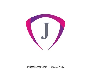 Shield With Letter J Logo Design Vector Template.