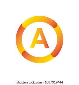Shield with letter A logo, vector gradation