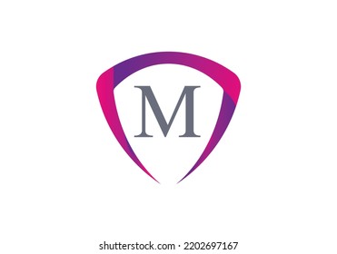 Shield With Letter M Logo Design Vector Template.