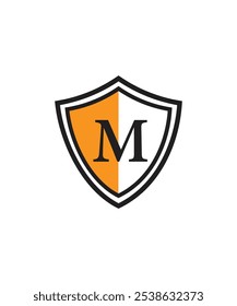 Modelo de design do logotipo da letra m da blindagem