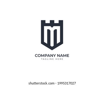 Shield with Letter M Logo Template 
