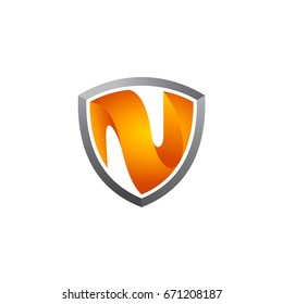 Shield Letter N Initial Logo Template