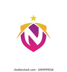 shield with letter n logo