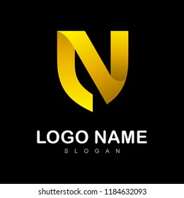 shield letter n logo concept
