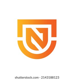 Shield letter N logo, secure protection logo concept