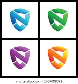 Shield Letter N simple logo icon design vector