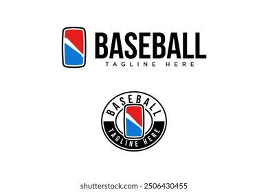 shield or letter O with baseball bat stick negative space shape logo vector design collection for baseball sport club, tournament, t-shirt and merchandise designs 