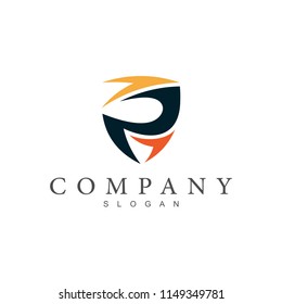 shield letter p logo template
