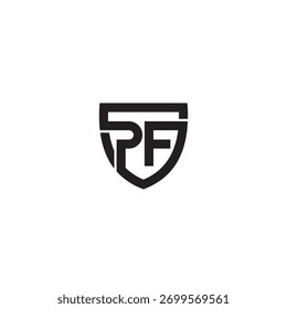 Escudo y letra PF logotipo o diseño de icono