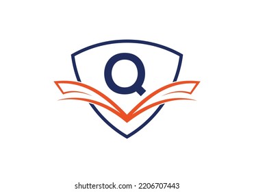 Shield With Letter Q Logo Design Vector Template.