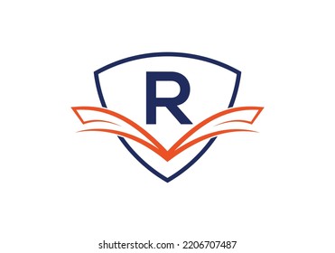 Shield With Letter R Logo Design Vector Template.