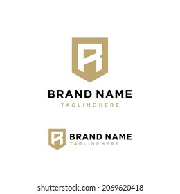 shield letter r logo icon vector illustration
