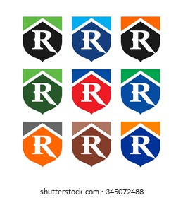 shield with letter R logo vector.