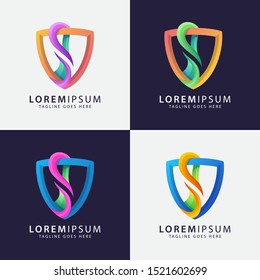 shield letter s abstract logo, defense and security
