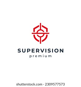 shield with letter S and aim for security logo design