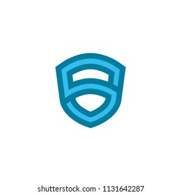 Shield with letter S line logo design vector template