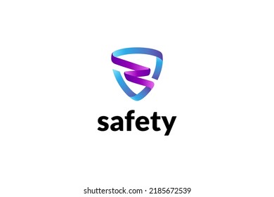 shield letter S logo with 3d ribbon style