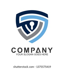 Shield Letter S Logo, Padlock logo design template