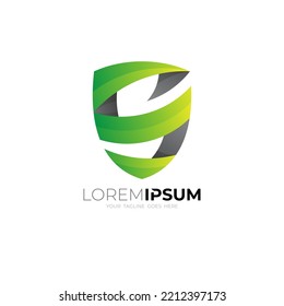 Shield letter s logo, protection logo, design with 3d style, leaf icon template