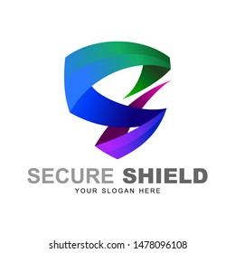 Shield letter s logo, safe/secure/protection logo, design with 3d style, colorful logo template