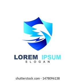 Shield letter s logo, safe/secure/protection logo, design with 3d style, letter s and thunder icon template