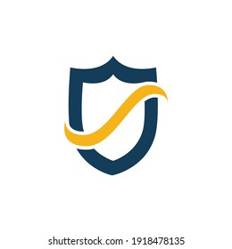 Shield letter S logo template with simple flat concept