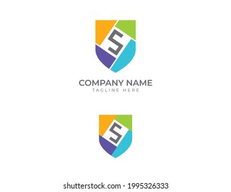 Shield with Letter S Logo Template 