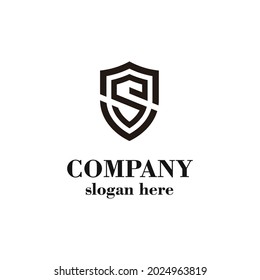 Shield letter S logo template with line concept on white background.