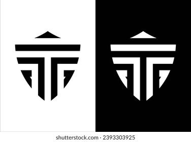 ESCUCHAR Y LEER "T" DISEÑO DE MONOGRAMAS. FONDO NEGRO Y BLANCO. ADECUADO PARA SU MARCA O LOGO DE NEGOCIOS.