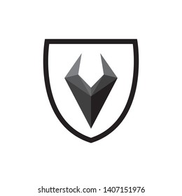 Shield with letter V logo design vector