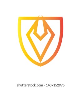 Shield with letter V logo design vector