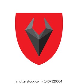Shield with letter V logo design