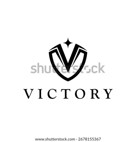 Shield letter V logo with star element, Victory shield emblem vector