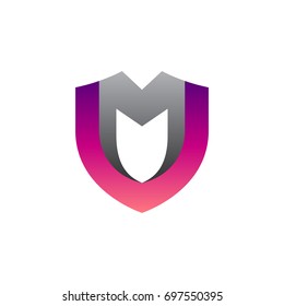 shield letter v and letter m logo template
